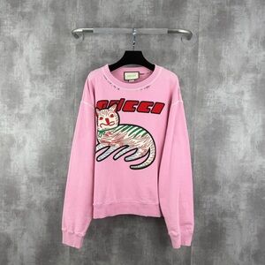 🚩steal Authentic Gucci Pink Sweatshirt with Cat Design